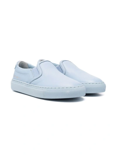 Common Projects Little Kid's & Kid's Leather Slip-on Sneakers In Powder Blue