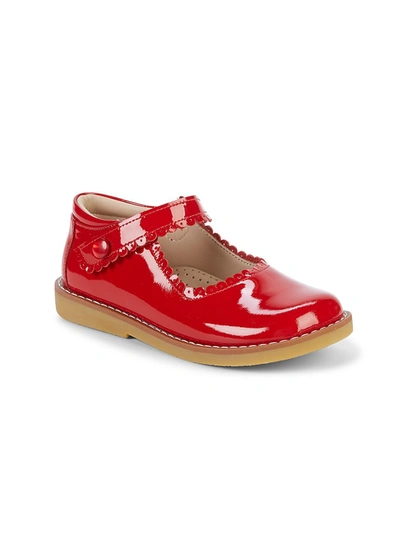 Elephantito Kid's Scallop Patent Leather Mary Jane Flats In Red Patent