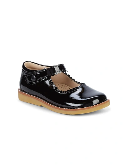 Elephantito Babies' Kid's Scallop Patent Leather Mary Jane Flats In Black Patent