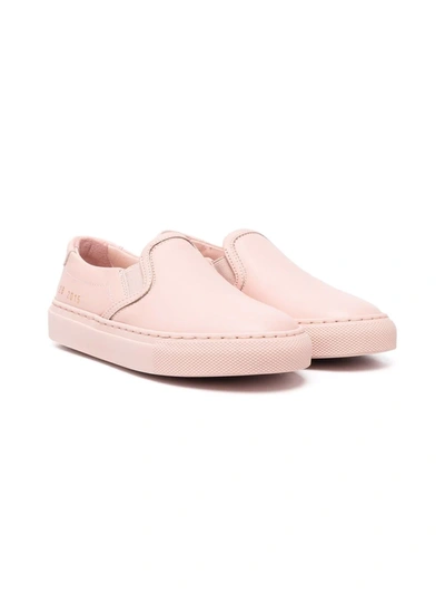 Common Projects Little Girl's & Girl's Leather Slip-on Sneakers In Blush