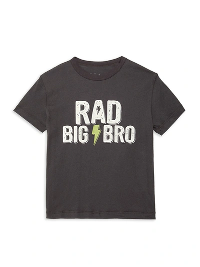 Chaser Kids' Little Boy's Rad Big Bro Slogan T-shirt In Vintage Black