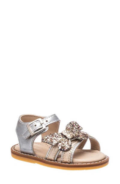Elephantito Baby Girl's Glitter Butterfly Metallic Leather Sandals In Silver Gold