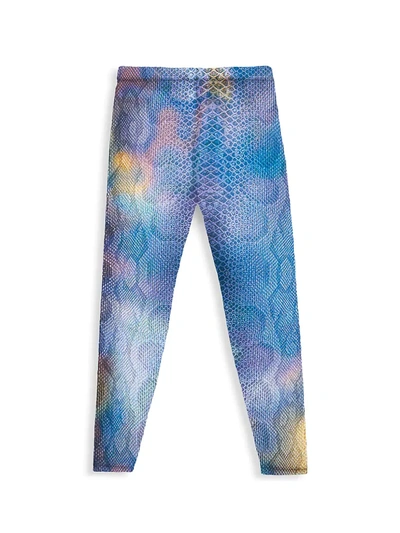 Terez Kids' Little Girl's & Girl's Python Print Leggings In Blue Python