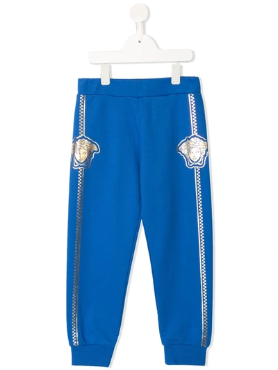 Young Versace Kids' Medusa-print Track Trousers In Blue