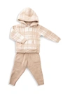Barefoot Dreams Little Kid's Cozychic 2-piece Plaid Hoodie & Jogger Pants Set In Cream Tan