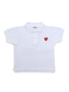 Comme Des Garçons Play Little Kid's Logo Polo Shirt In White Red