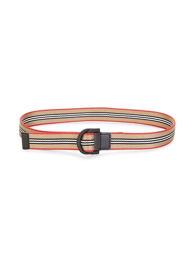 Burberry Double D-ring Stripe Belt In Beige