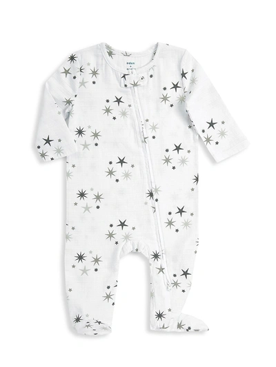Aden + Anais Kids' Baby's Star-print Muslin Footie In Grey