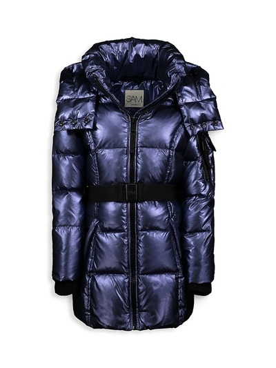 Sam Kids' Girl's Soho Belted Down Mid-length Jacket In Lake