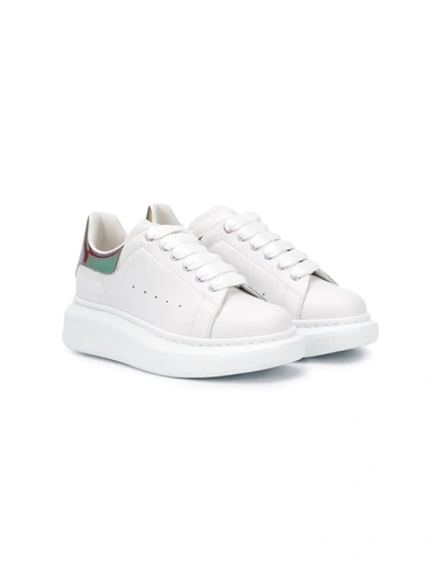 Alexander Mcqueen Kids' Little Girl's & Girl's Metallic Leather Platform Trainers In White Rose Gold