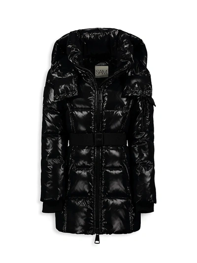 Sam Girls' Soho Belted Down Puffer Jacket - Big Kid In Jet Black