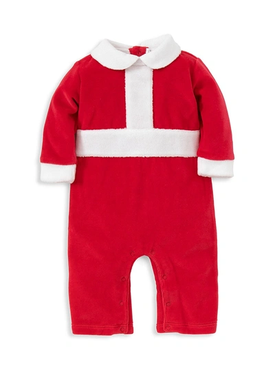 Kissy Kissy Baby Boy's Here Comes Santa Claus Velour Playsuit In Red
