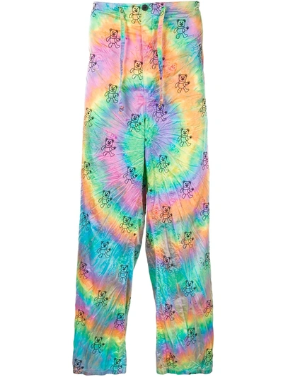 Doublet Bear Embroidered Tie-dye Trousers In Multicolour