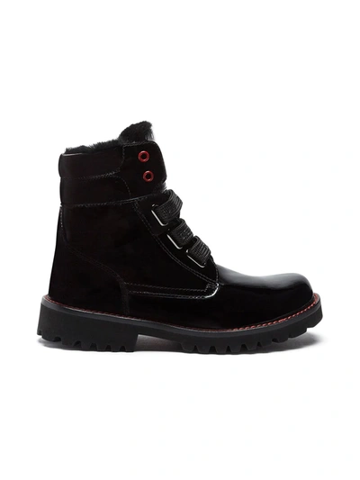 Dolce & Gabbana Kids' Patent Leather Ankle Boots In Black