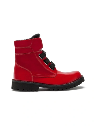 Dolce & Gabbana Kids' Patent Leather Ankle Boots In Red