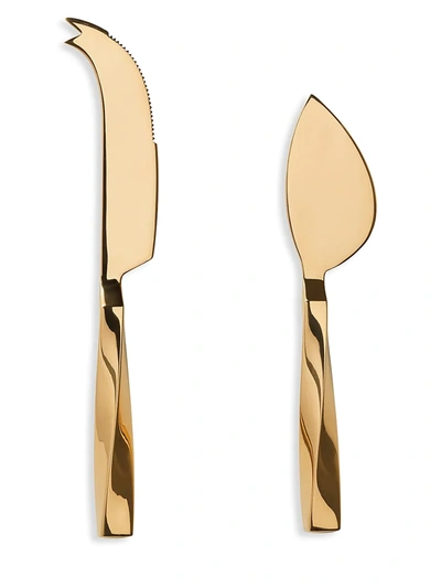 Aerin Set Of Two Leon Stainless Steel Cheese Knives In Yellow