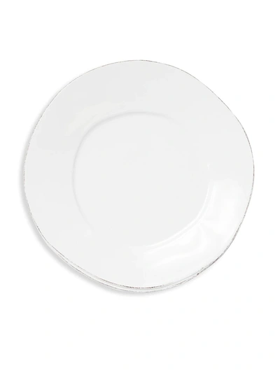 Vietri Lastra Linen American Dinner Plate In White