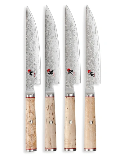 Miyabi Birchwood Set Of 4 Steak Knives In Tan/beige