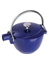 Staub Cast Iron 1qt Round Tea Kettle In Dark Blue