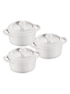 Staub 3-piece Mini Round Cocotte Set In White