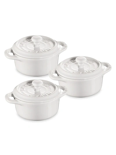 Staub 3-piece Mini Round Cocotte Set In White