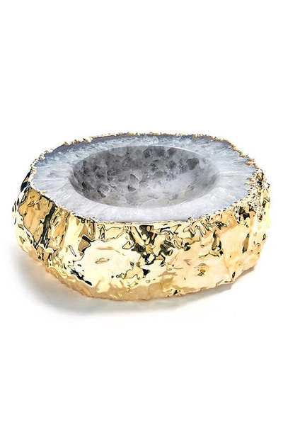 Anna New York Cascita 24k Goldplated Agate Bowl In Natural Gold
