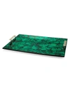 Ladorada Wood, Mother Of Pearl & German Silver Serving Tray In Green