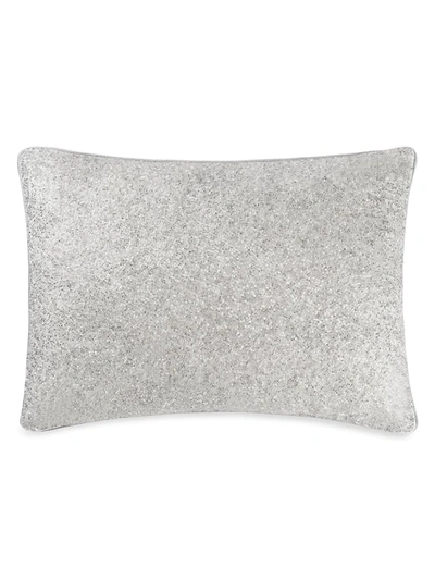Callisto Home Onyx Crystal-embellished Velvet Pillow In White