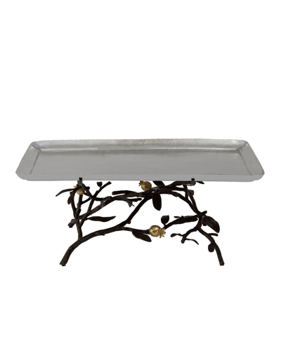 Michael Aram Pomegranate Large Footed Centerpiece Tray In Silver