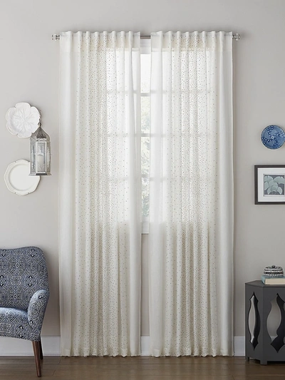 Callisto Home Crystal Embellished Sheer Curtain Panel In Ivory