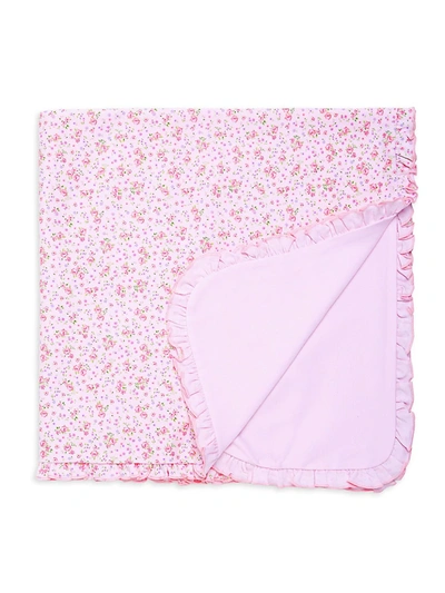 Kissy Kissy Baby's Girl Rose Print Ruffle Blanket In Pink