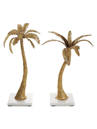 Michael Aram Palm Candle Holders In White/gold