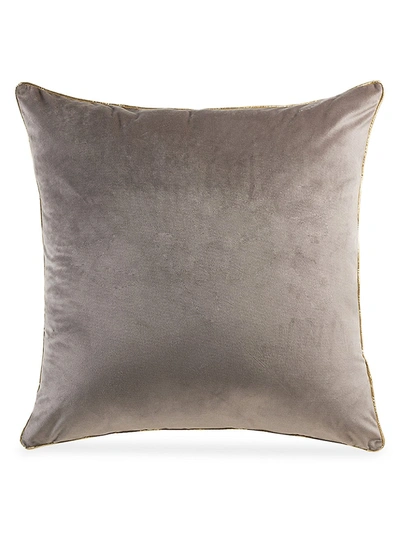 Callisto Home Metallic Piped Velvet Pillow In Beige Gold