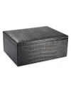 Graphic Image Large Croc-embossed Leather Box In Black