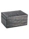 Graphic Image Small Croc-embossed Leather Box In Black