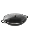 Staub 6-quart Matte Black Enameled Cast Iron Wok With Lid