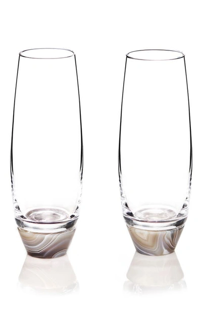 Anna New York Elevo Smoke 2-piece Champagne Glass Set In Smoke Agate