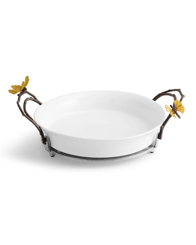 Michael Aram Butterfly Ginkgo Pie Dish & Stand In Bronze