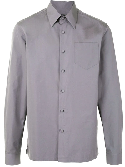 Prada Pointed Collar Buttoned Shirt In Grey
