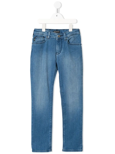 Emporio Armani Kids' Mid-rise Straight Jeans In Blue