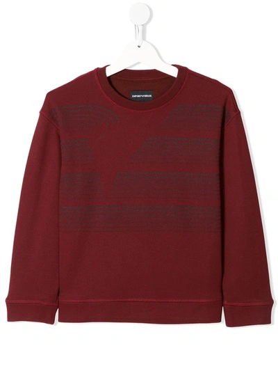 Emporio Armani Kids' Graphic-print Crew-neck Sweatshirt In Red