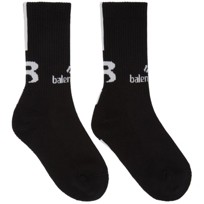 Balenciaga Black Sponsor Socks In 1077 Blk/wh