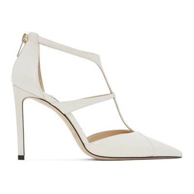 Jimmy Choo Off-white Nappa Saoni 100 Heels In Latte
