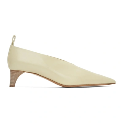 Jil Sander Yellow Leather Pumps In 750-open Ye