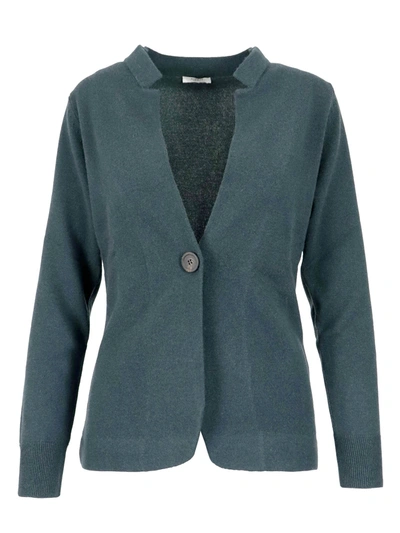 Peserico Wool Blend Cardigan In Green Pine