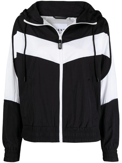 Dkny Two-tone Panel Bomber Jacket In Black