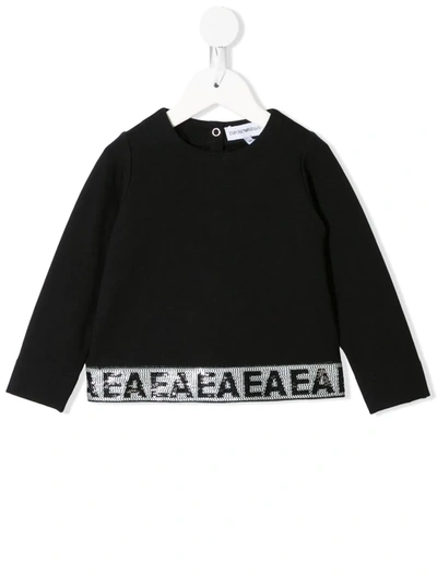 Emporio Armani Babies' Sequin-embellished Crew-neck Sweatshirt In Black