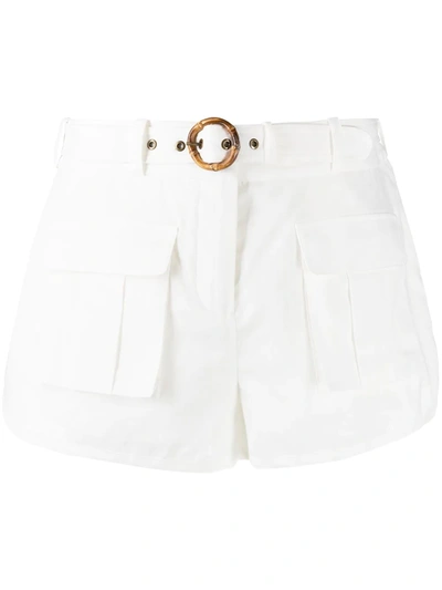 Zimmermann Brighton High-rise Linen-blend Shorts In Ivory