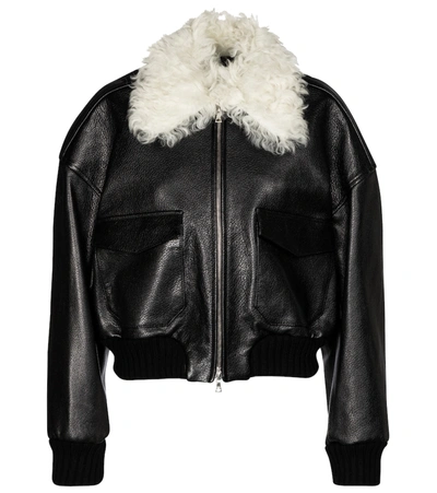 Khaite Women's Larissa Fur-trimmed Leather Jacket In Black