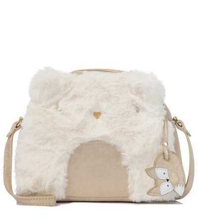 Bonpoint Kids' Igloo Leather And Faux Fur Bag In White